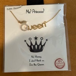 Me? Princess? Necklace.  QUEEN IN GOLD. Q with rhinestones and a crown.